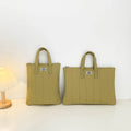 Personalised polyester laptop briefcase in milky white, shown with size options for 11, 13-14, and 15-15.6 inch devices.