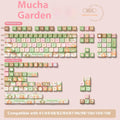 Mu Xia Garden Summer Garden design custom keycap set for mechanical keyboards, showing full 158-key layout.