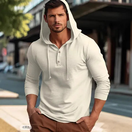 Casual cotton sports hoodie in pullover style, shown in one of six available colours.