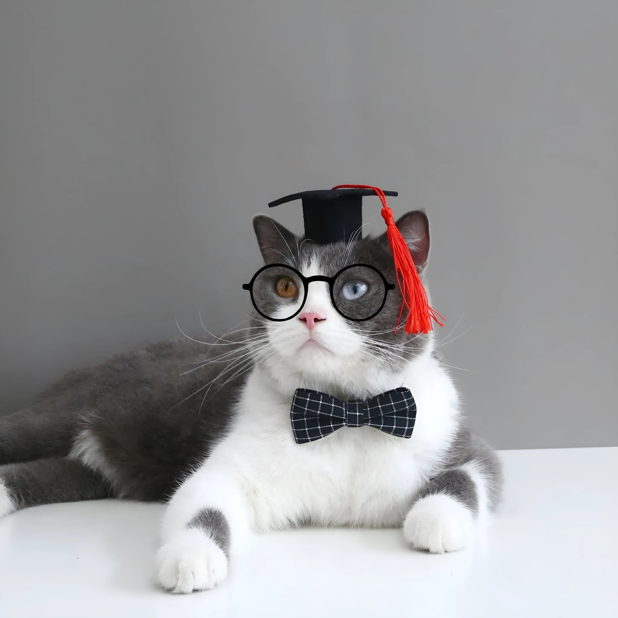 British style wool felt pet hair band and bow tie set in four colours for weddings and carnivals