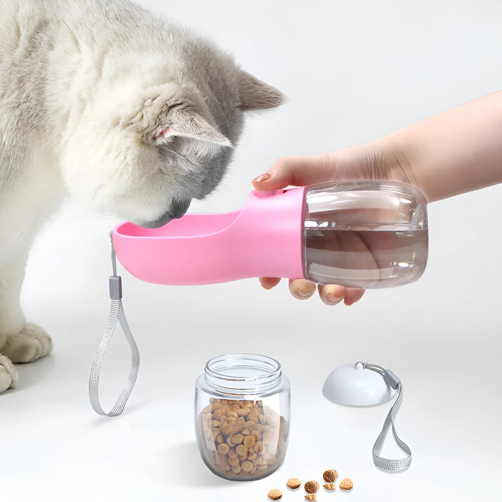 Pet dual-use water cup for dogs plastic detachable 300ml water 100g grain capacity green colour