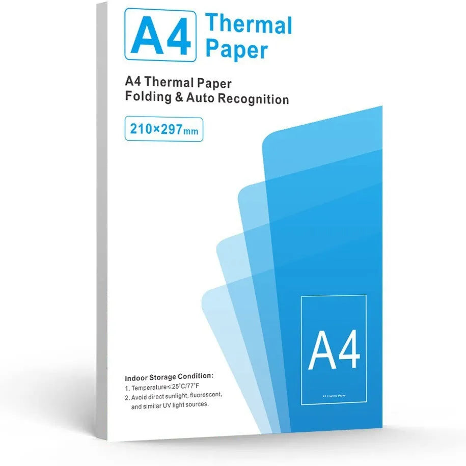 White A4 thermal printer paper sheets showing three-proof quick-drying properties for enterprise use