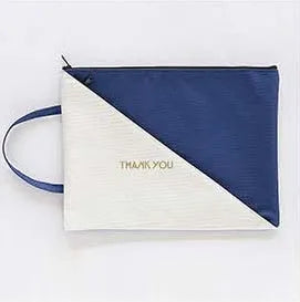 Double-layer canvas zipper storage bag for test papers in Oxford cloth with blue colour option