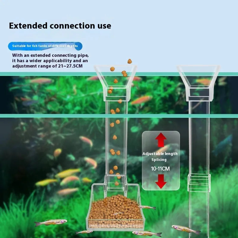 Plastic aquarium feeding tube set with cleaning brush and feed spoon in three length options.