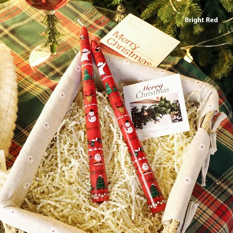 Cylindrical paraffin candle in bright red, 2.2cm by 25cm, for Christmas decoration