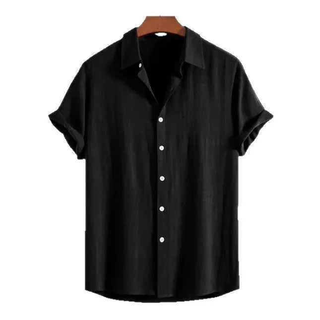 Men's loose short sleeve cardigan in solid colour for summer casual wear