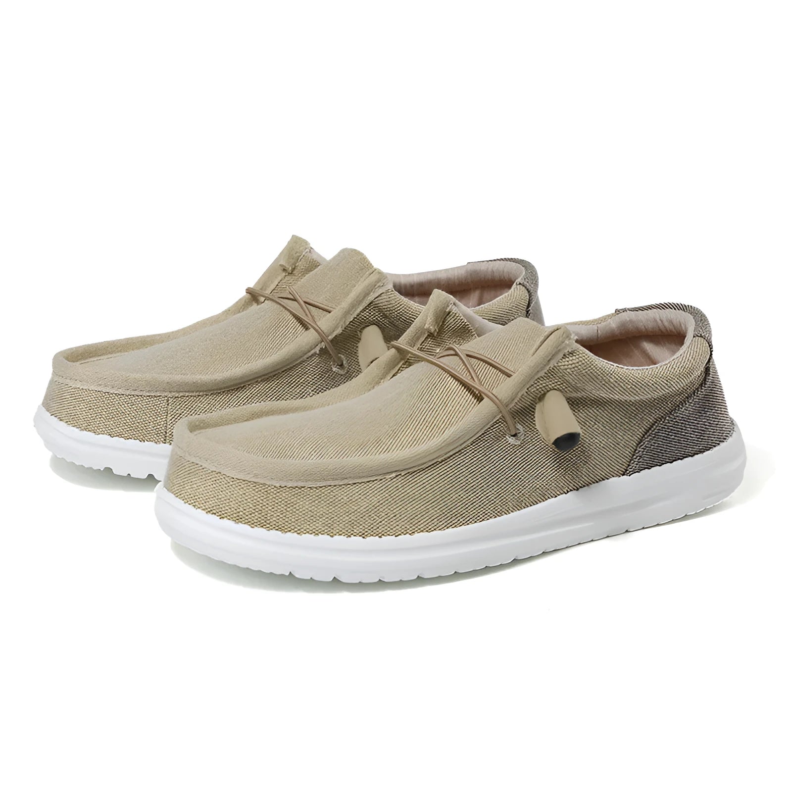 Men's green and orange canvas casual shoes with mosaic pattern detailing and rubber soles