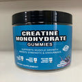 Bottle of raspberry flavoured creatine monohydrate gummies containing 120 soft candy tablets