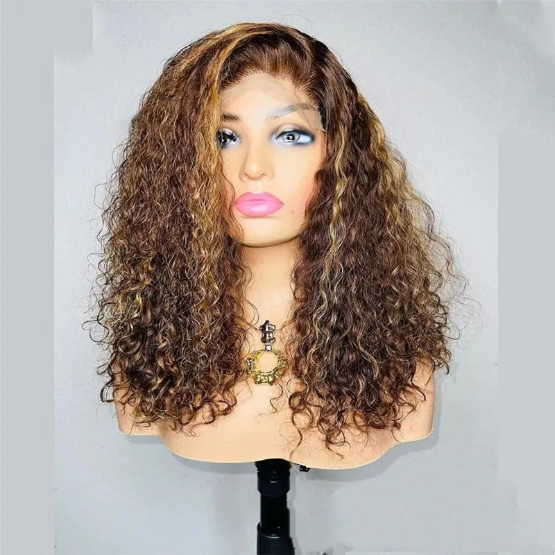 Brown real hair 13x4 transparent lace wig, 12-16 inch, natural style, dyeable