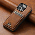 Black silicone Magsafe iPhone case with built-in rear card holder and oil wax pattern finish.