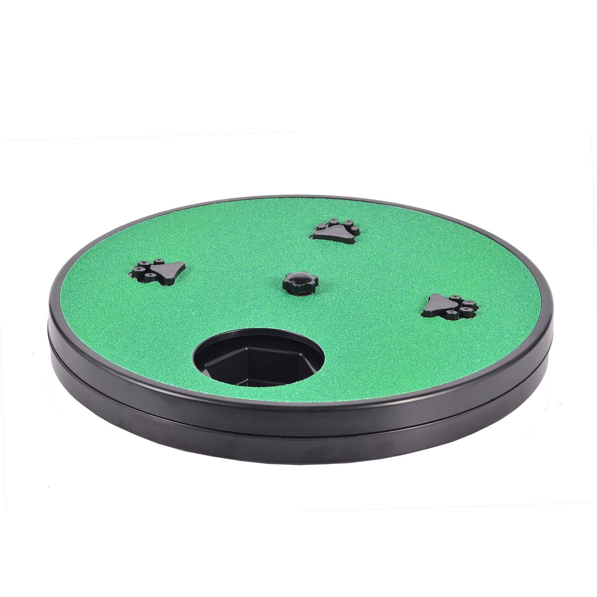 Square dog nail file scratch board with rotating slow feeder compartments and suction cup base
