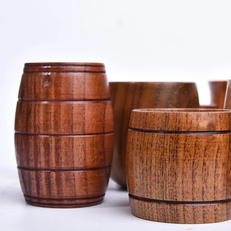 Wooden heat insulation tumbler wine cup vintage sour jujube big belly design round shape