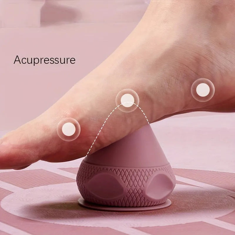 Silicone massage cone ball with suction cup, 62x75mm, green pink purple, for deep tissue back and foot massage.