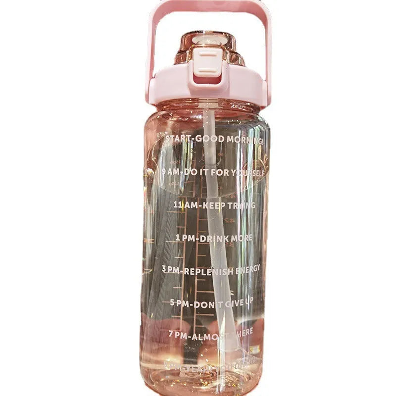 Large 2000ml plastic water bottle in Japanese style, plain design, available in multiple colours, with lid