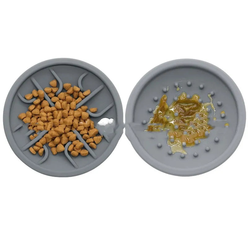 Pet drop-resistant silicone slow tableware frisbee in small size 120x120x55mm, available in black