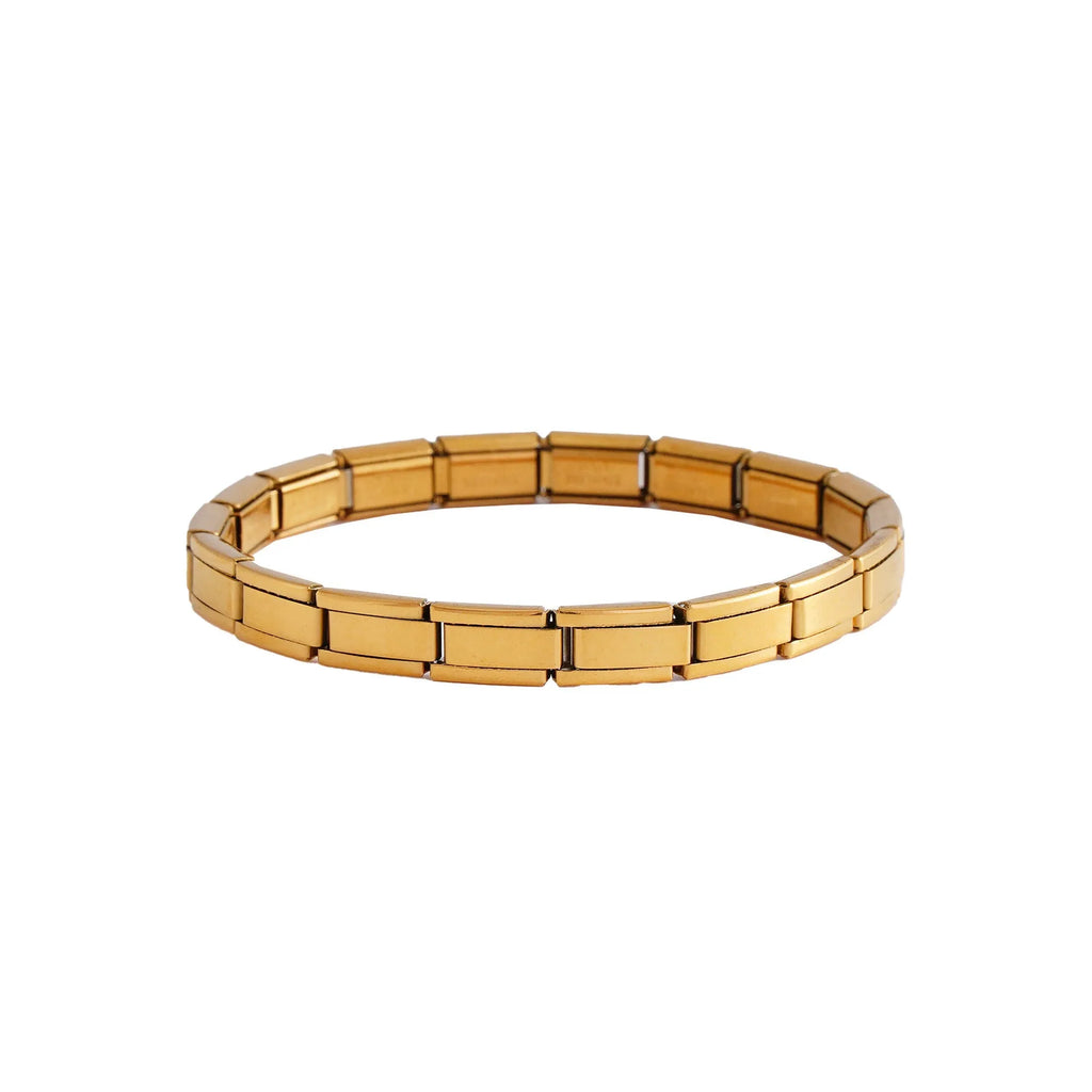 Geometric stainless steel bracelet unisex ring style in four colours steel full gold half gold edge gold