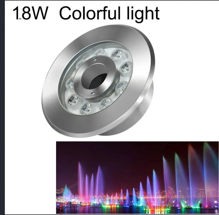 Aluminium alloy outdoor underwater lamp for garden and landscape lighting with RGB, warm white, and pure white options.