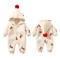 Khaki padded baby crawling clothes with Christmas moose pattern, Korean style one-piece romper