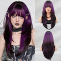 Vanilla green long straight women's wig with bangs made from domestic silk.