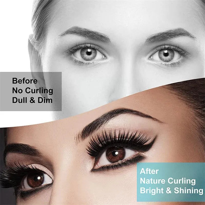 White USB heated eyelash curler with dual temperature buttons and safety insulating slots.