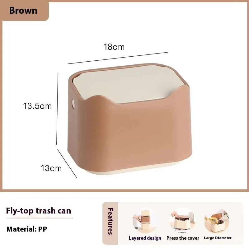 Fully enclosed cat litter bucket in PP plastic with deodorising garbage bags, 1.7L capacity, khaki colour