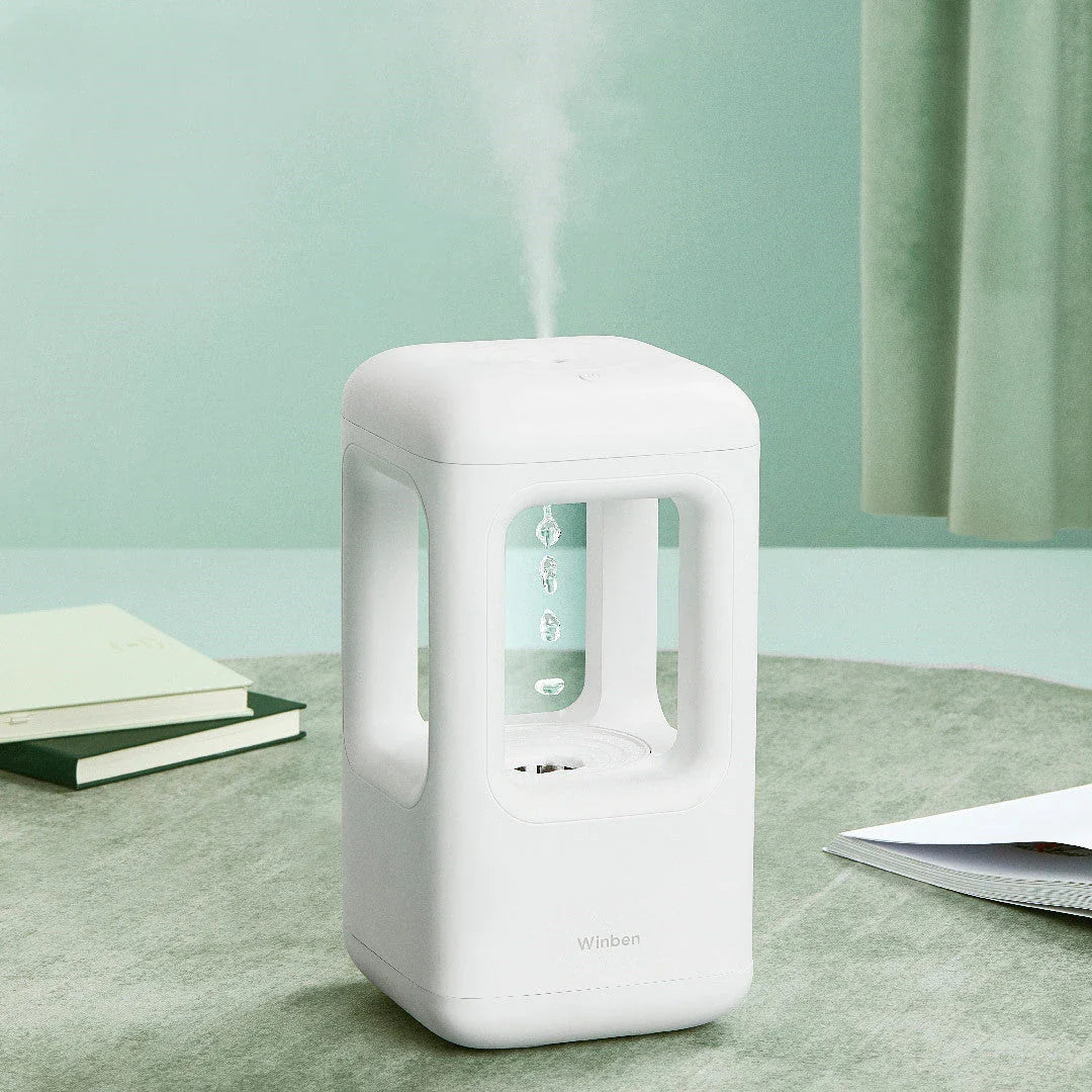 Quiet Bedroom Air Humidifier with Mesmerizing Anti-Gravity Water Drop Effect and Whisper-Quiet Operation