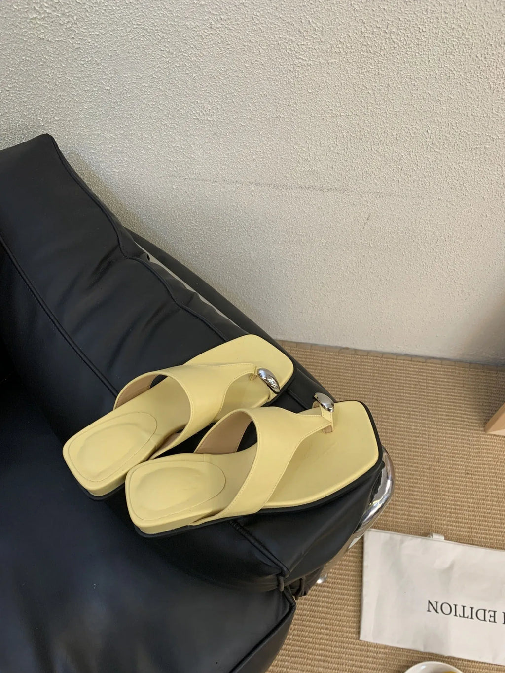 Wedge flip-flops with microfiber upper and rubber sole in Roman style for summer beach use