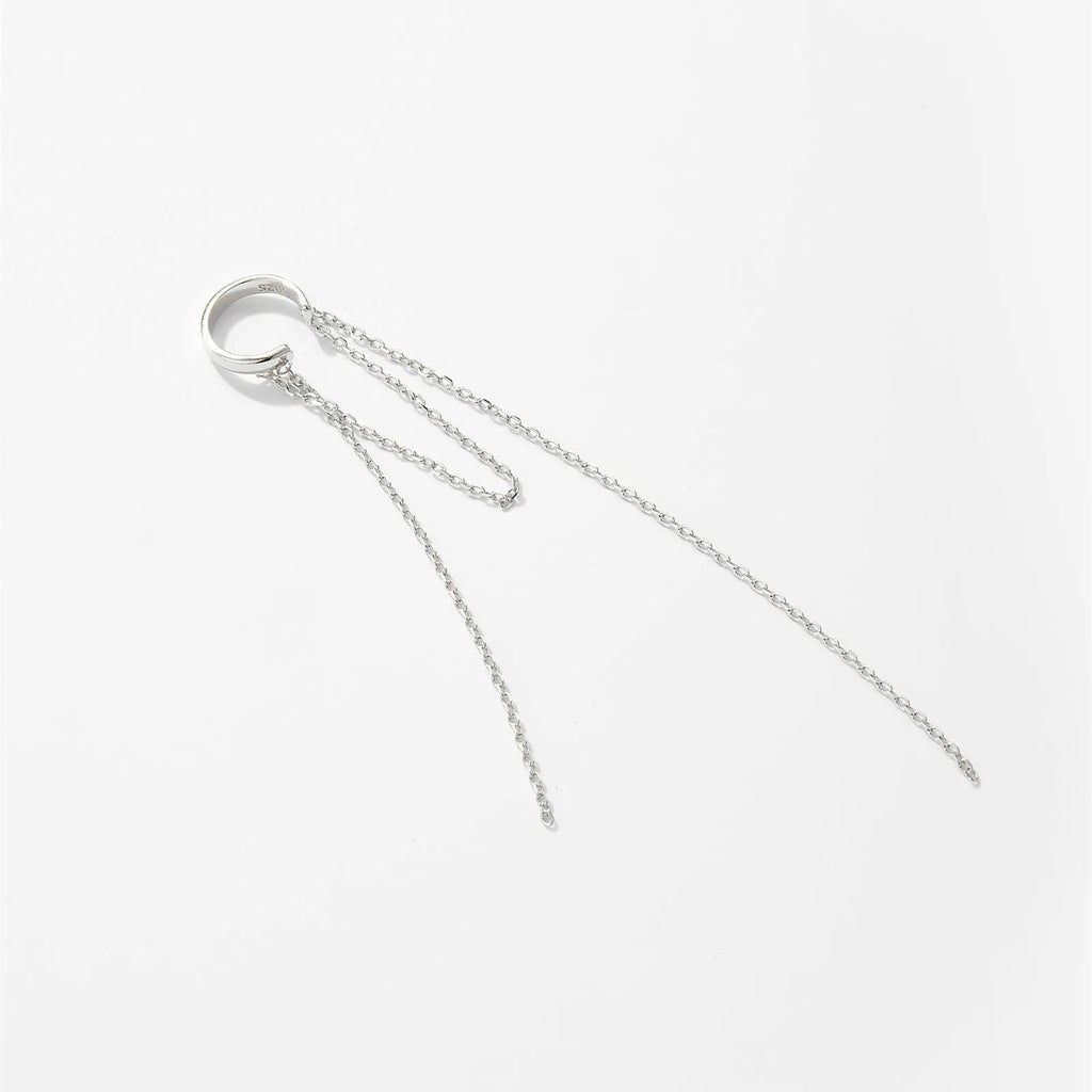 S925 sterling silver tassel pendant ear clip, geometric drop shape, electroplated finish, womens clip-on earrings