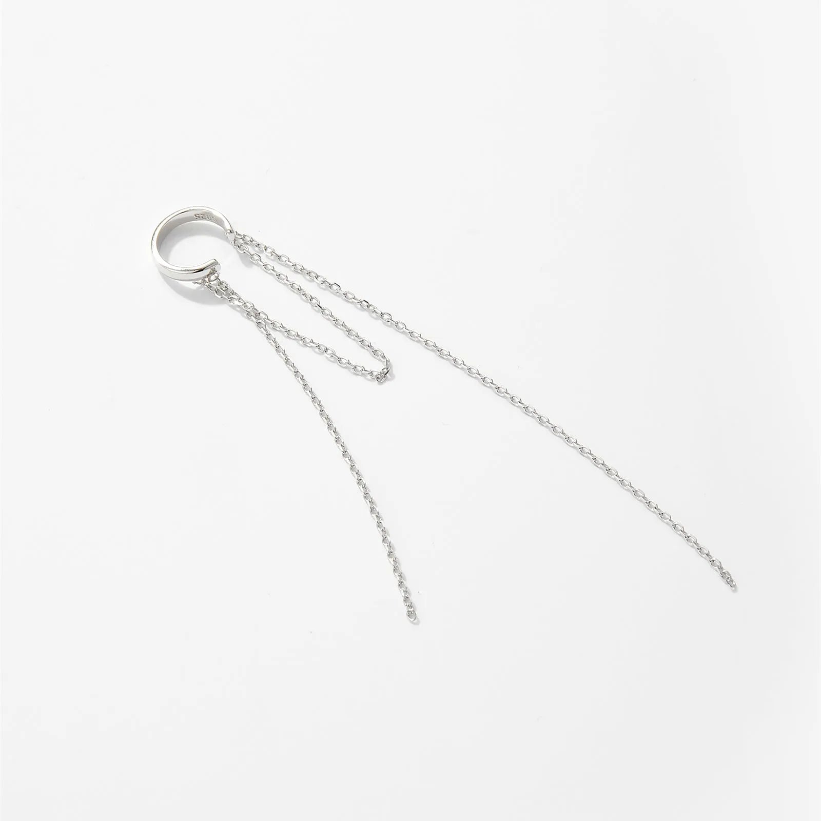 S925 sterling silver tassel pendant ear clip, geometric drop shape, electroplated finish, womens clip-on earrings