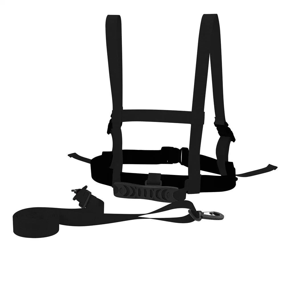 Safety rope ski training belt in red, black or orange with nylon construction and wrist, elbow, knee protection