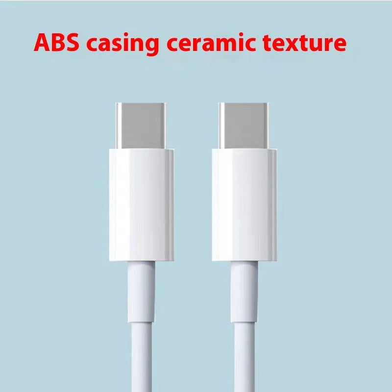 White 60W dual Type-C fast charge data cable with 2m length on a plain background