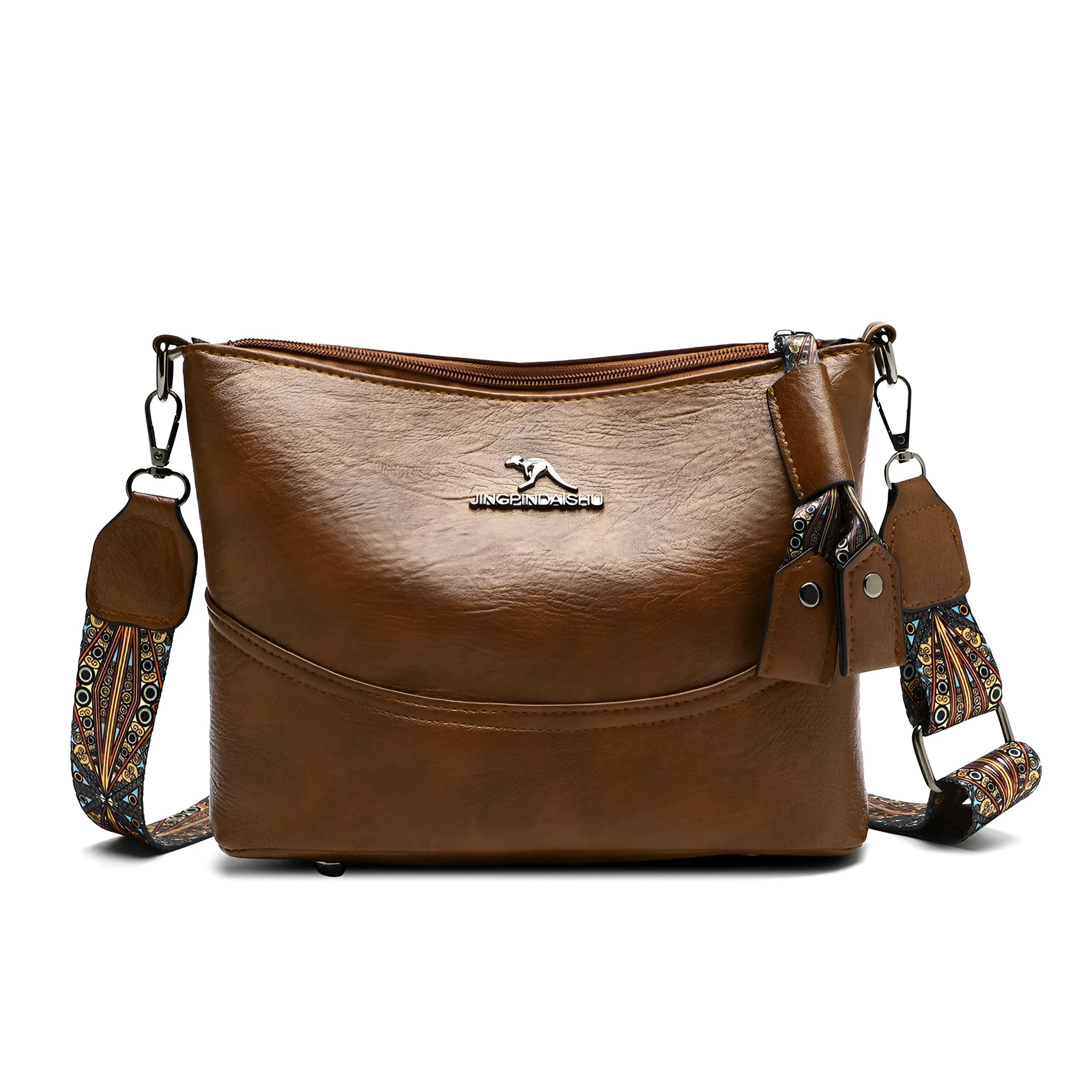 Simple all-match shoulder messenger bag in PU, horizontal square shape, six colour options including beige and black