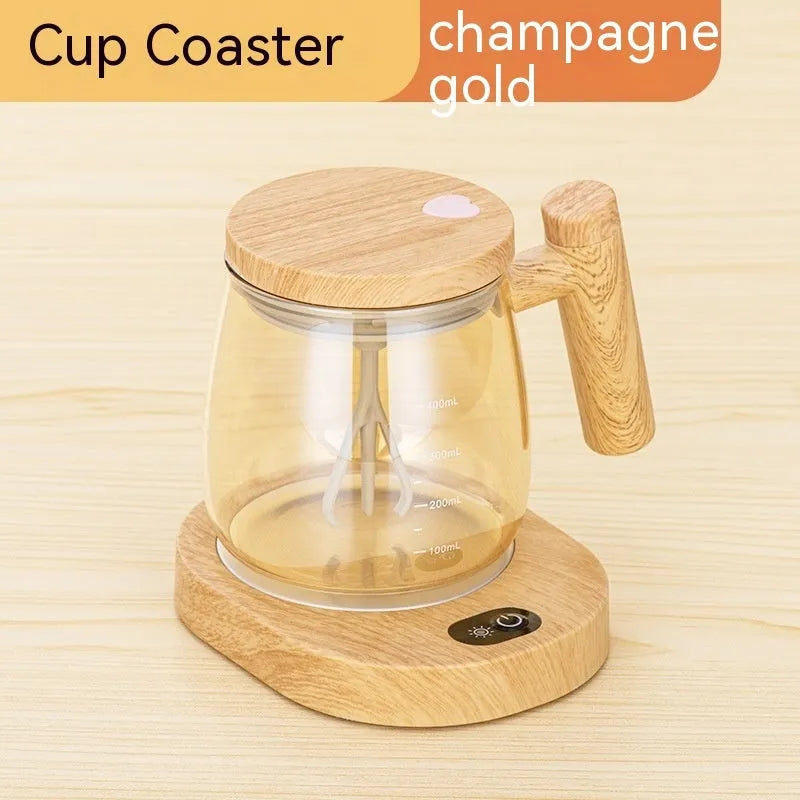 400ml self stirring electric coffee mug in borosilicate glass with button for automatic mixing