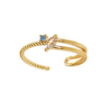 Adjustable irregular geometric ring in gold or silver electroplated copper with line detailing