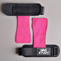Women's pull-up wrist guard with cowhide palm protector in light purple close-up view