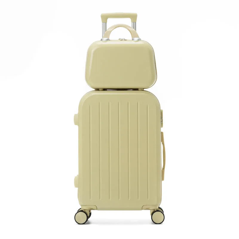 Small lightweight ABS PC striped suitcase with universal wheels, hard-shell trolley case in 18 to 28 inch sizes