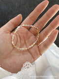 Purple natural pearl bracelet and necklace set with 14K gold gilding and irregular pearl shapes