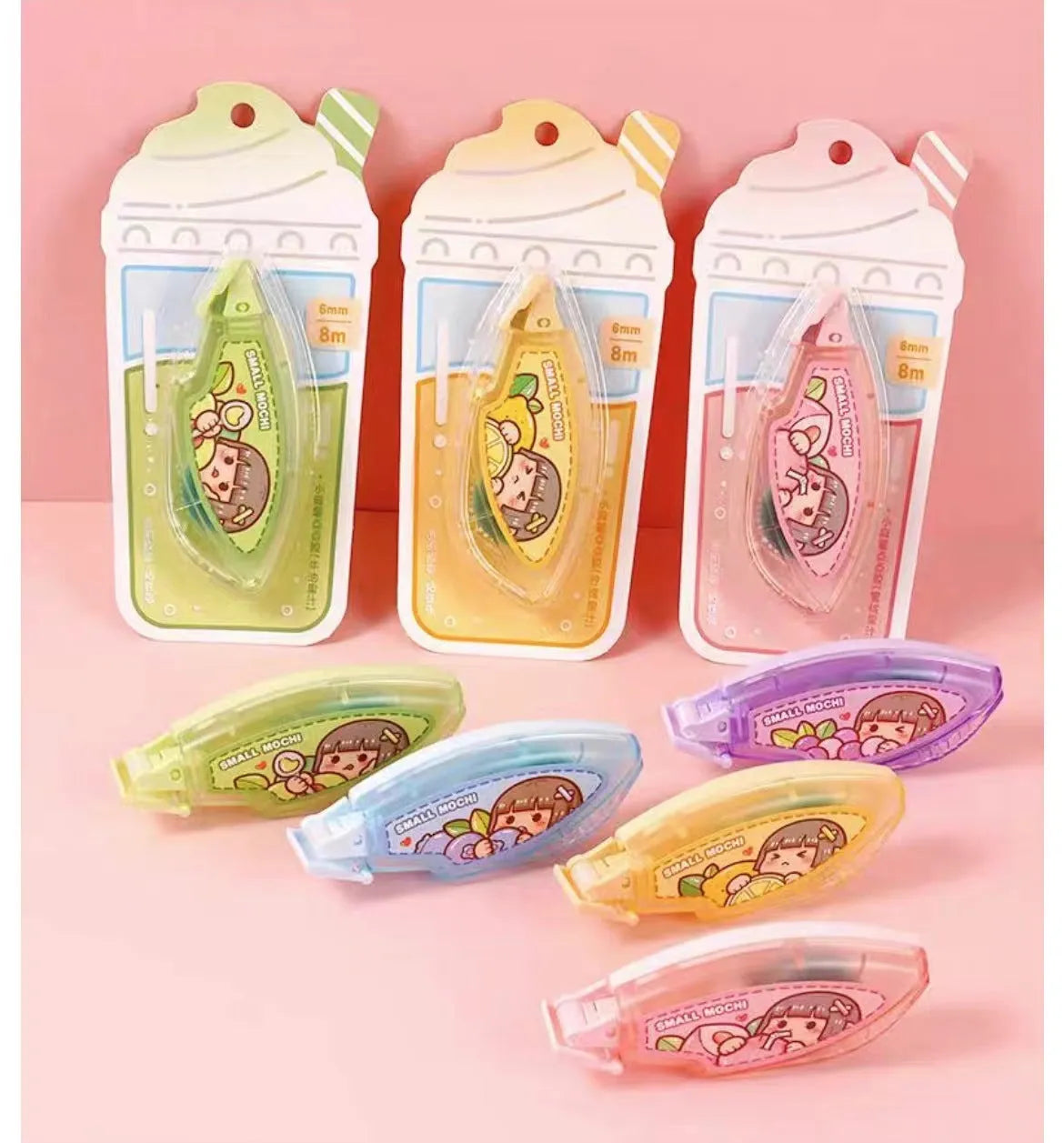 Cute fruit juice coloured dotting glue bottle in peach, lemon, blueberry, butter and grape options