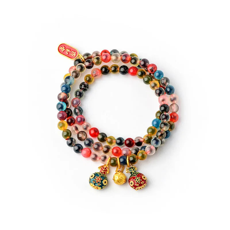 Dzogchen half pond agate bracelet with sugar heart fragrant grey coloured glaze and swallowing gold beast details