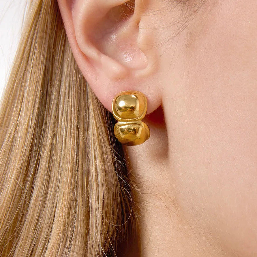 Stainless steel geometric earrings for women, electroplated quadrilateral pair in JDE colour options