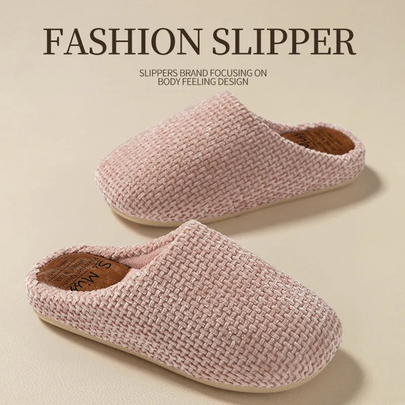 Indoor mute bedroom floor slippers in burgundy suede with beef tendon sole and toe holder style