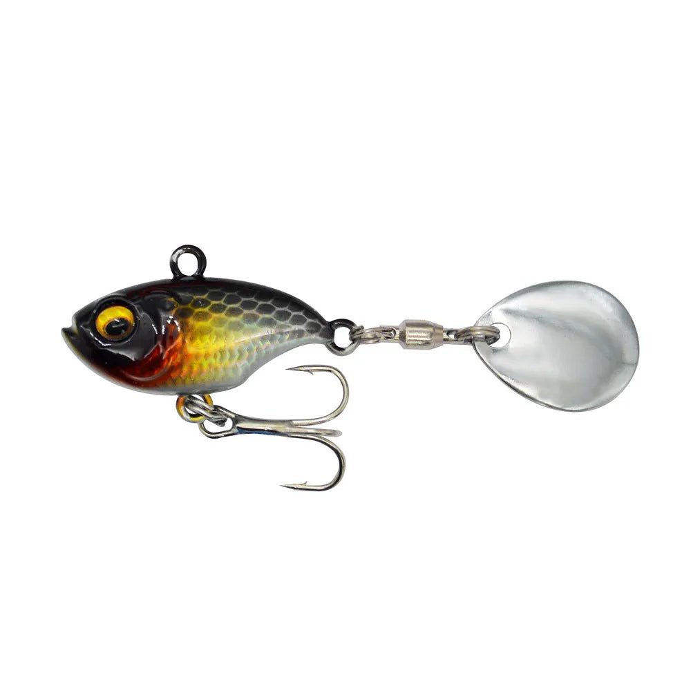 Metal sea fishing iron plate lure with rotating sequins in gold colour variant