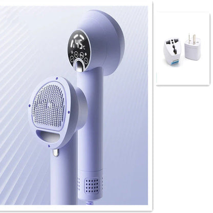 Powerful pet hair dryer with dual heat and speed settings for efficient and gentle grooming of dogs and cats