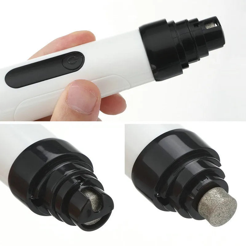 White Second Gear Pet Nail Sharpener with 150 mesh emery head, ABS body, 13.93cm long, for dog nail trimming.