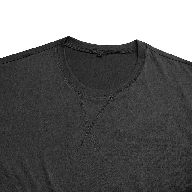 Men's slim fit cotton short-sleeved t-shirt in multiple colours on a white background.