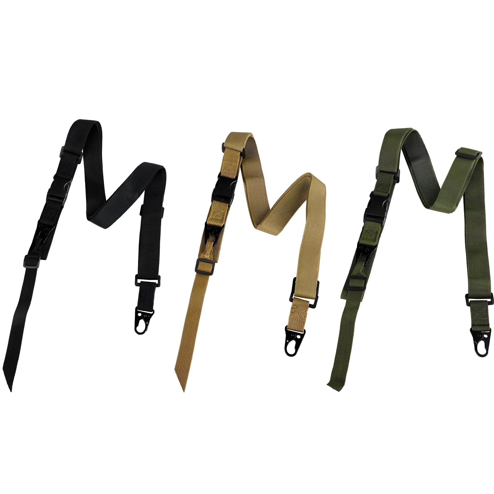 Adjustable nylon crossbody sling strap with alloy buckle in black, army green or khaki colour