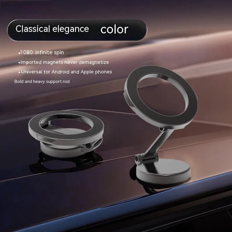 All-metal foldable magnetic car phone mount in Qian colour for dashboard installation