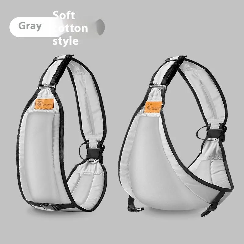 Adjustable cloth baby waist stool carrier for infants and toddlers up to 25kg, shown in grey colour
