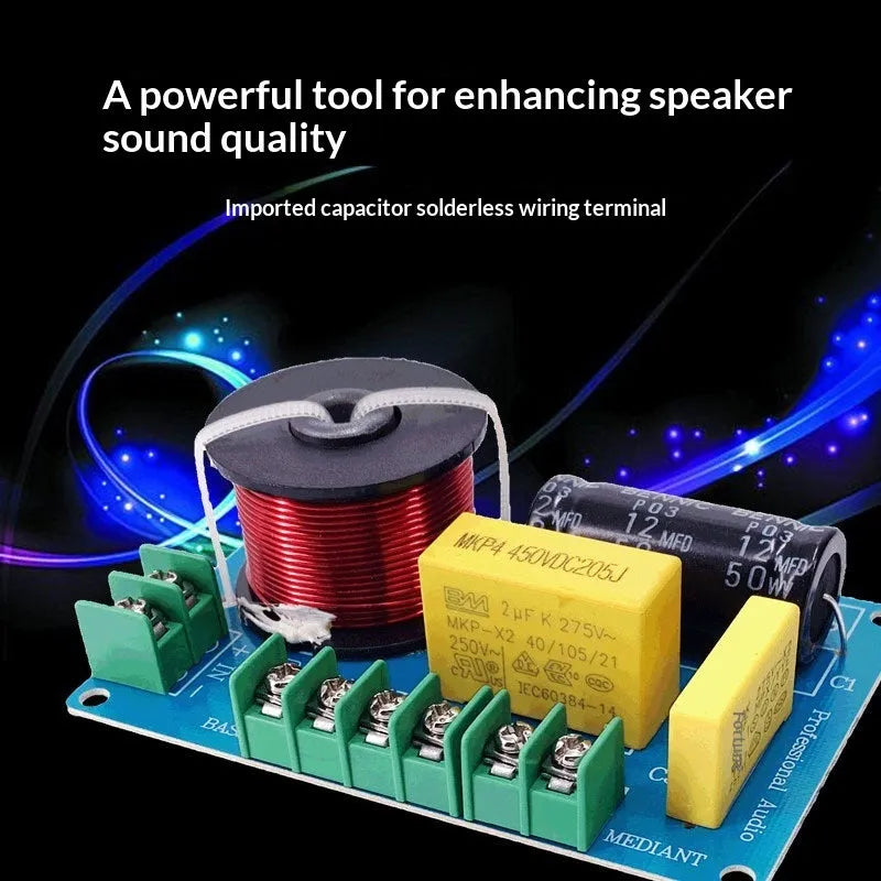 PUV-W3 three-way bookshelf speaker crossover, 200W, 4-8 ohm, 100mm x 65mm, 108g