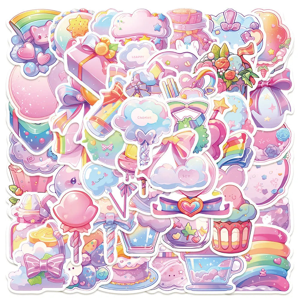 Fresh candy coloured decorative waterproof stickers in cute small object designs
